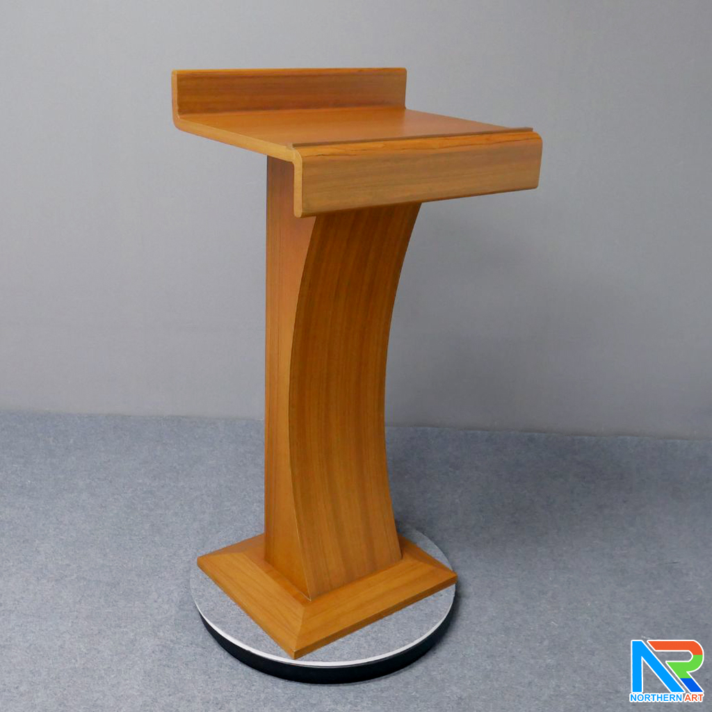 โพเดียมไม้ สีสัก ทรงโมเดิร์น TOPตรง ขนาด (W)55 x (L)42 cm. สูง 111 cm.