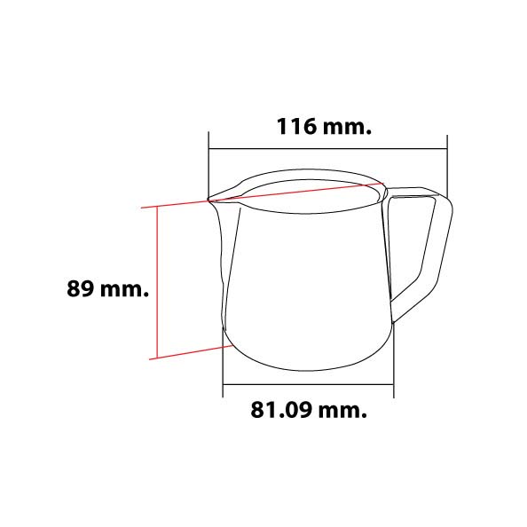 เหยือกตีฟองนม สแตนเลส 350 มม. มีสเกลปั้มนูน 2 ด้าน