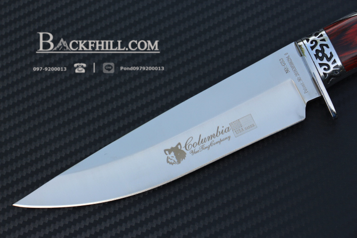 มีดใบตาย COLUMBIA รุ่น G53 มีดทรงโรมัน ด้ามจับแกะลายคลาสสิค ไม้สองสีอย่างดี พร้อมซองไนลอน