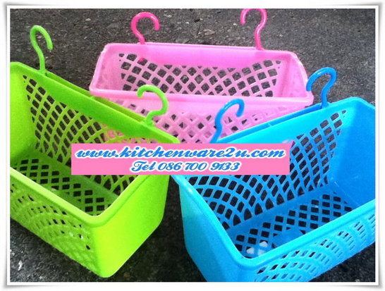 P03701 ตะกร้า ขอแขวน 2 หู สไปเดอร์ เกรดเอ สีหวาน ราคาส่งต่อ 1 โหล : 12 อัน