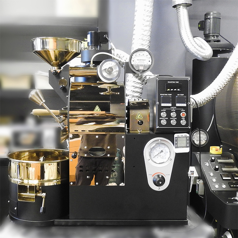 เครื่องคั่วกาแฟ 2 กิโลกรัม แก๊ส มีระบบเชื่อมต่อคอมพิวเตอร์เพื่อควบคุมการคั่ว