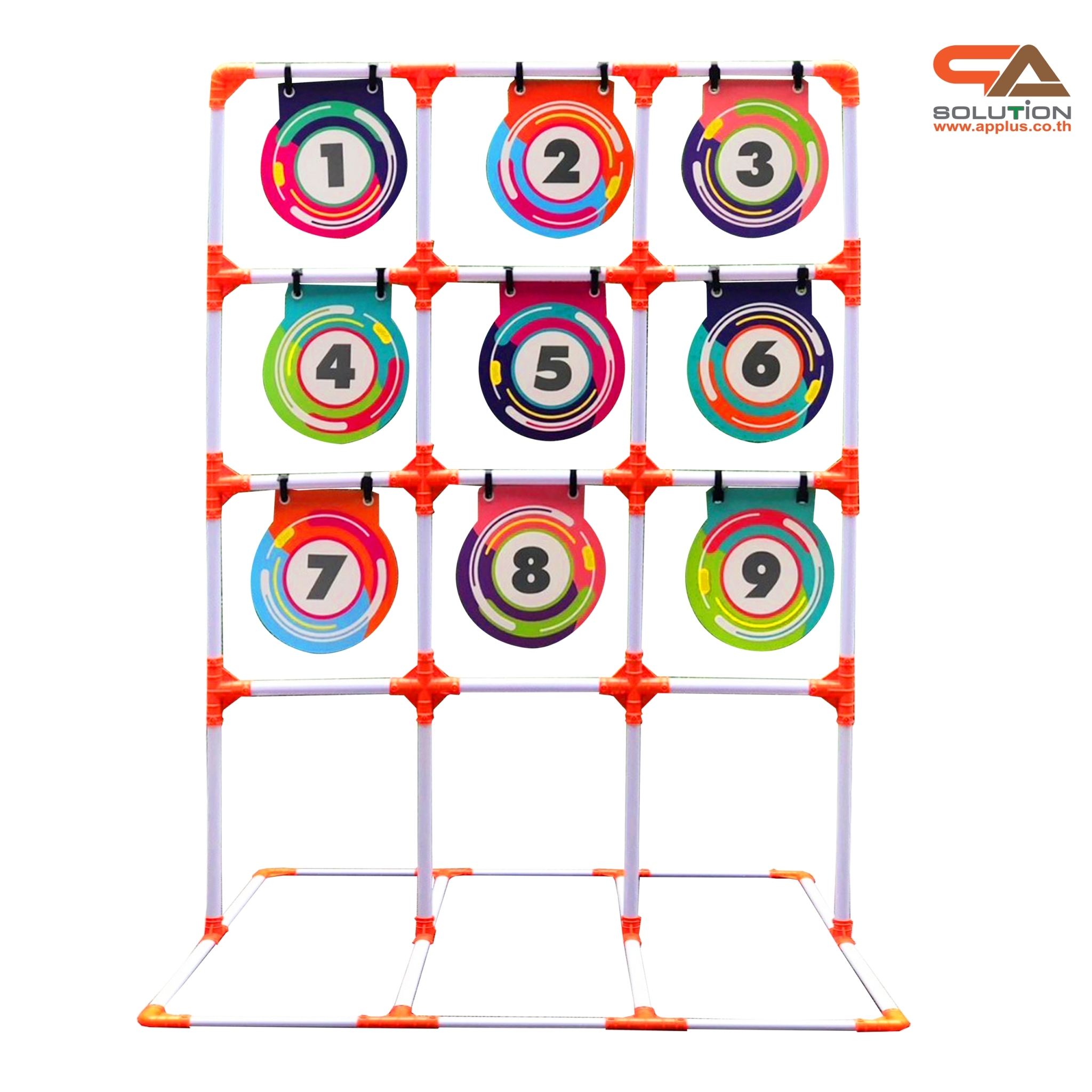 เกมส์จานร่อน ขนาด (W)110 x (D)114 x (H)166 cm. โครงพลาสติก ถอดประกอบได้ พร้อมกระเป๋าใส่อุปกรณ์ 1 ใบ