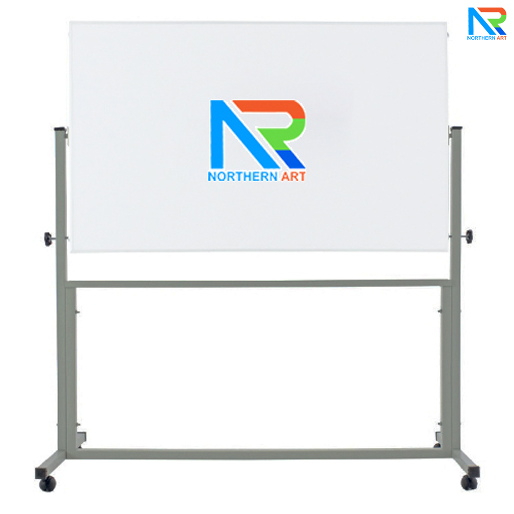 กระดานไวท์บอร์ด ตั้งพื้น 1 ด้าน ขนาดเฟรม (W)120 x (H)90 cm.พร้อมล้อและเบรค หมุนบอร์ดได้