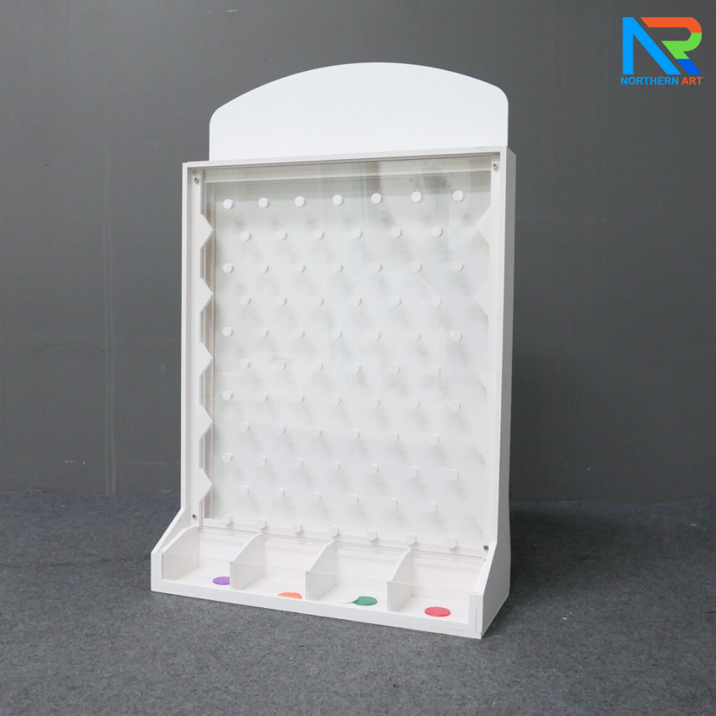 เช่าเกมส์หย่อนเหรียญตั้งโต๊ะ ขนาด (W)50 X (D)20 X (H)80 cm. วัสดุพลาสวูดหนา 8 มม. พร้อมเหรียญพลาสติกคละสี 10 เหรียญ