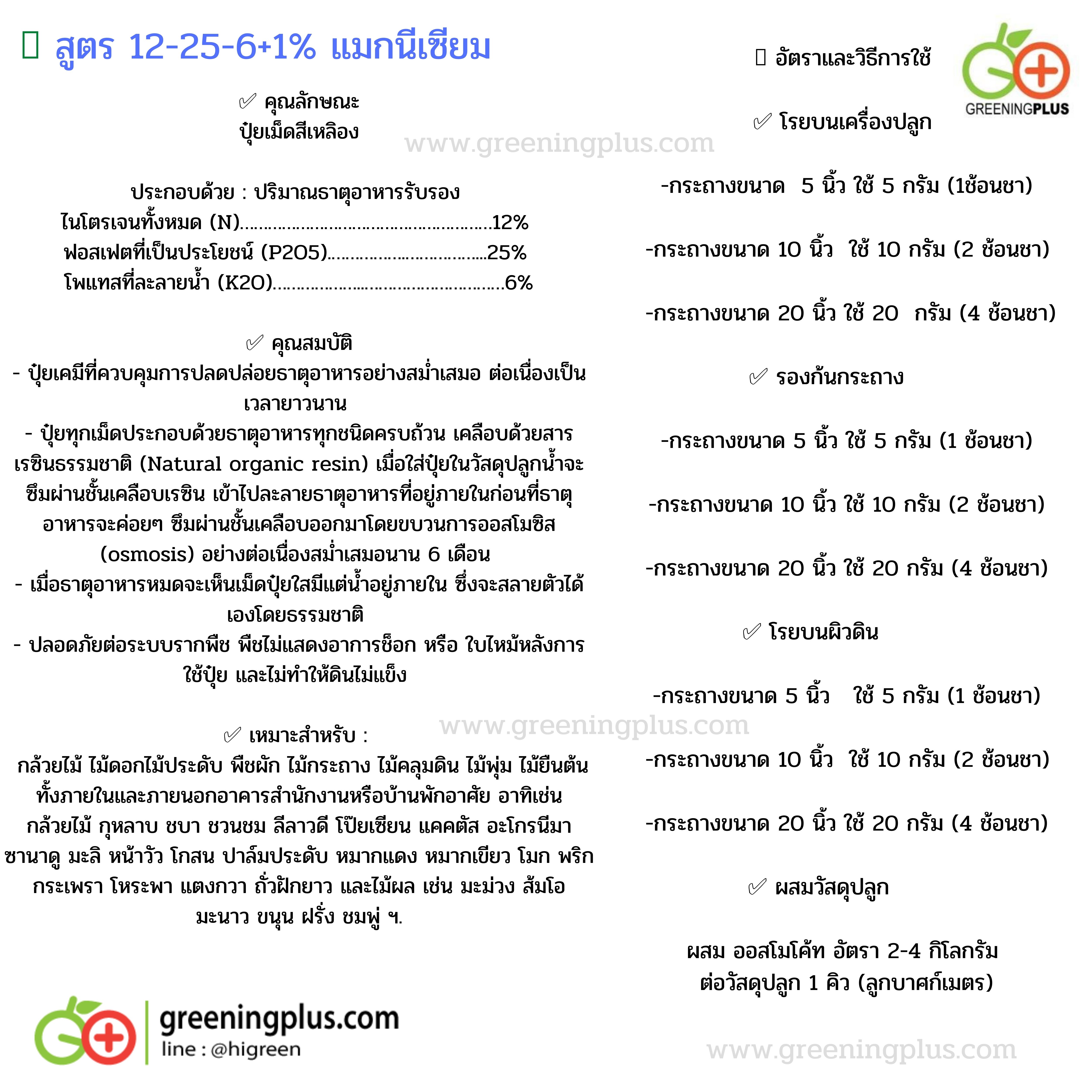 ปุ๋ยออสโมโค้ท (Osmocote) ขนาด 100 กรัม