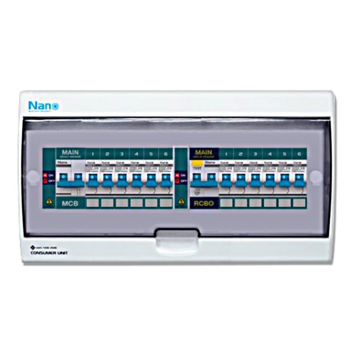 NANO ตู้คอนซูมเมอร์ยูนิต Split Bus (Main MCB+6 MCB & Main RCBO+6 MCB)