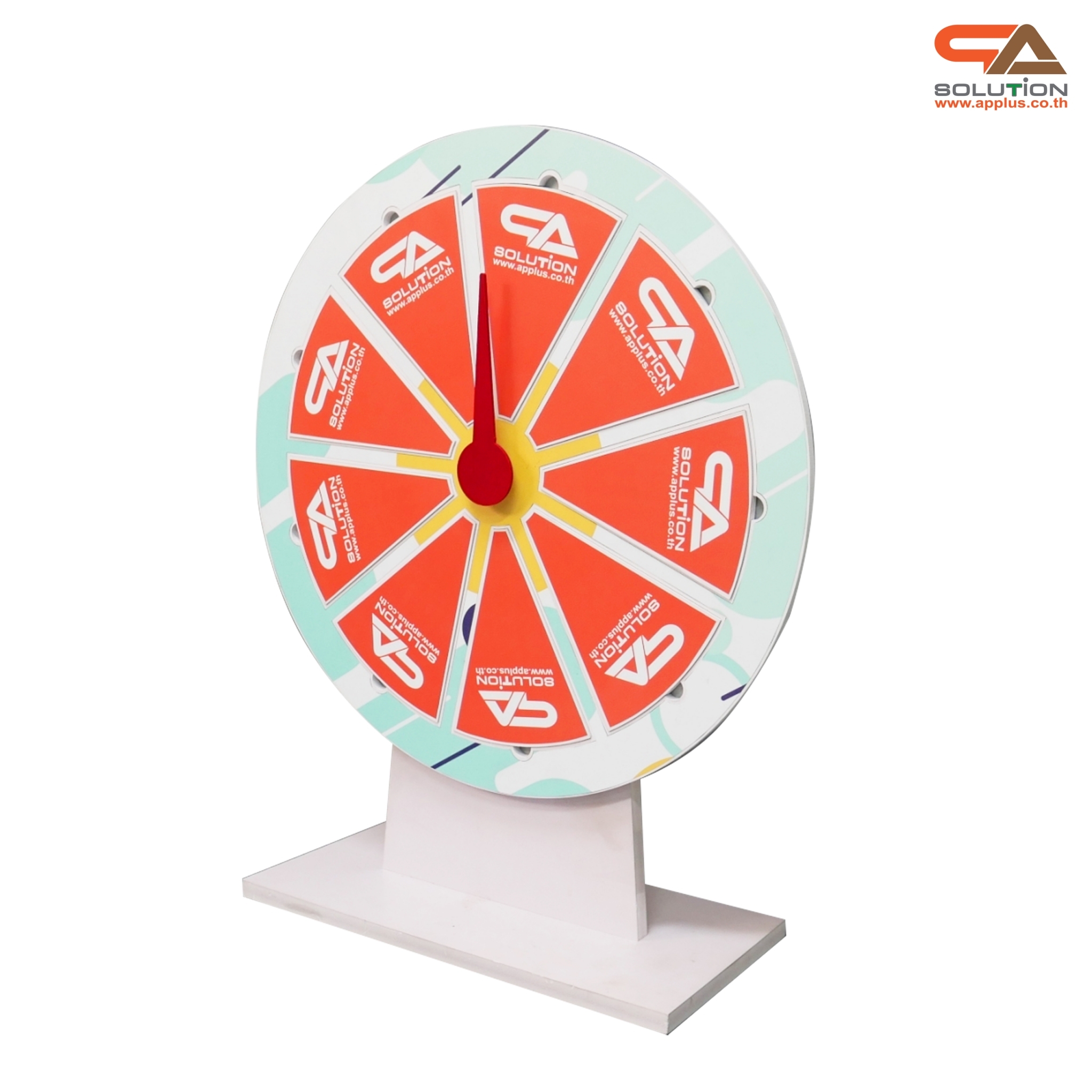 เกมส์วงล้อแม่เหล็กตั้งโต๊ะ ขนาดวงล้อ 50 ซม. สูง 61 ซม. วัสดุพลาสวูดสีขาว หนา 8-15 มม. ถอดประกอบได้