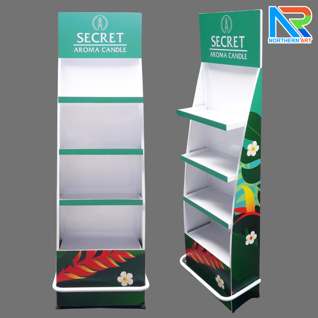 ชั้นวางสินค้าเหล็ก 4 ชั้น ขนาด(W)44 x (D)20 x(H)150 ซม. พร้อมงานพิมพ์ (ถอดประกอบได้)