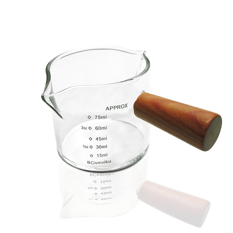 แก้วตวง สองปากเท แก้วช็อต ด้ามไม้ 75 มิลลิลิตร