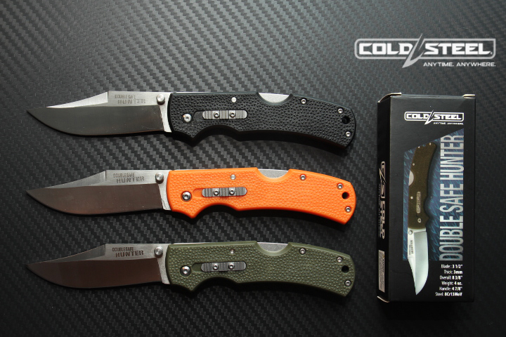 มีดพับนายพราน cold steel รุ่น DOUBLE SAFE HUNTER ใบมีด 8cr13 Mov ทรงโบวี ( AAA ) ด้ามเขียว