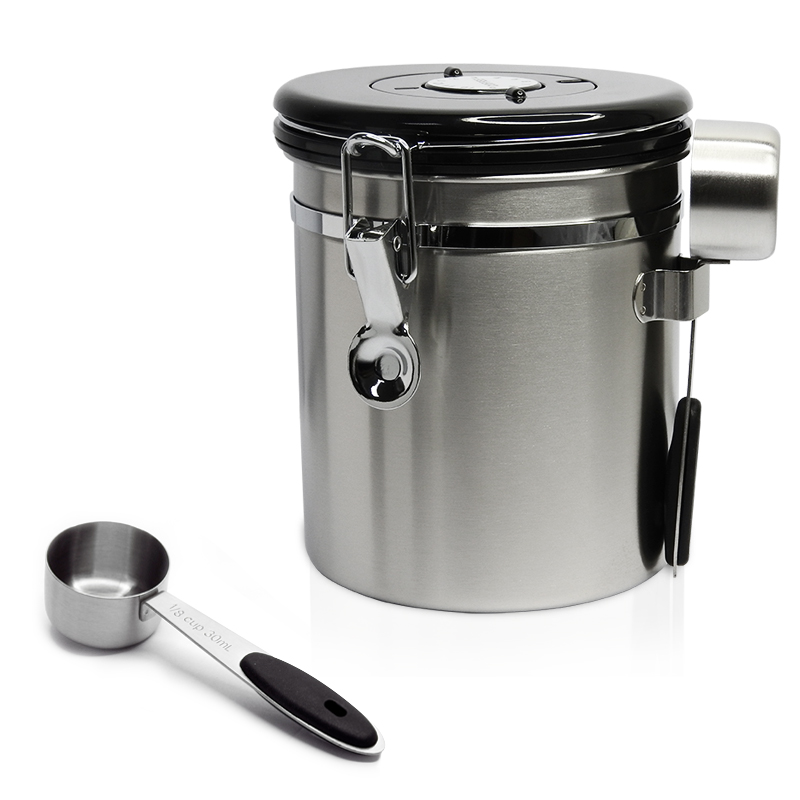 โถเก็บกาแฟสูญญากาศ สแตนเลส 304 ความจุ 500g | เก็บเมล็ดกาแฟให้สดใหม่ทุกวัน