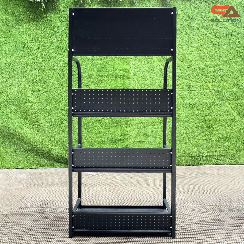 ชั้นวางสินค้าเหล็ก 3 ชั้น สีดำ ขนาด (W)60 x (D)30 x (H)150 ซม. ถอดประกอบได้