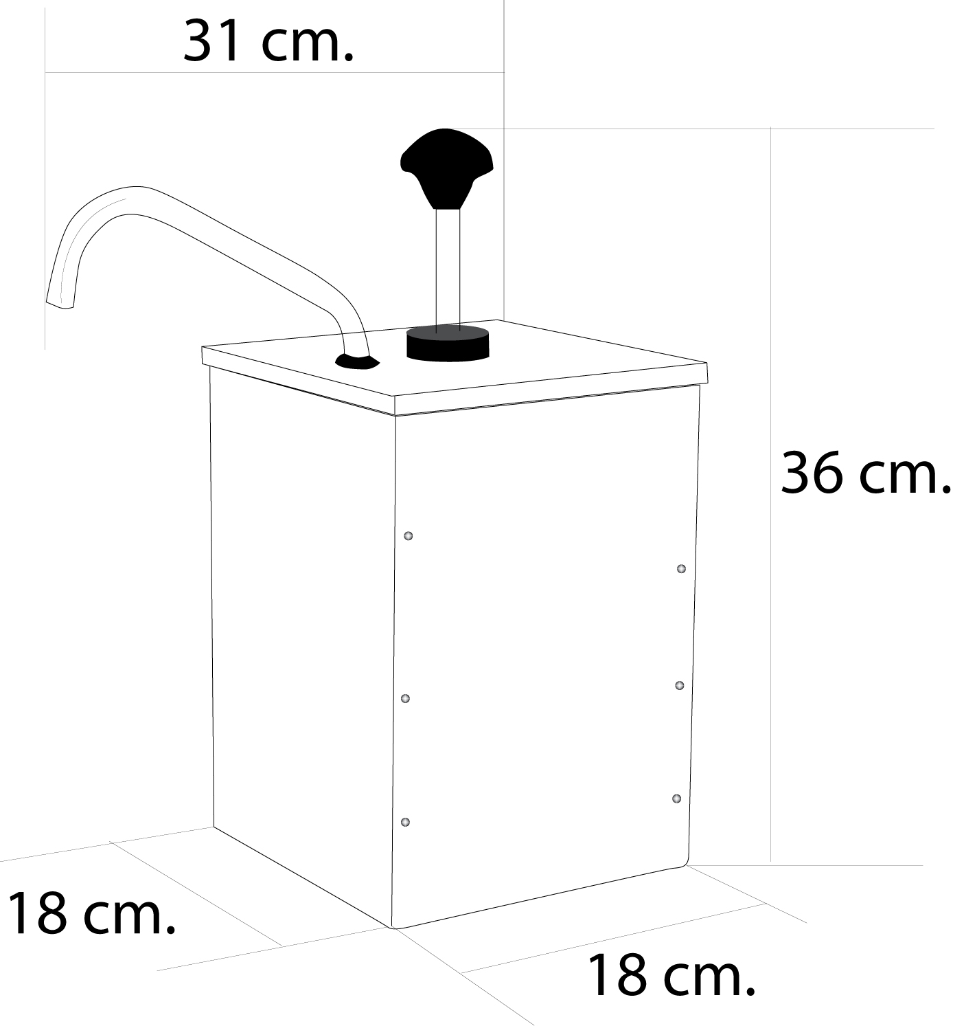 หัวปั้มซอส 1 หัว กล่องสแตนเลส สี่เหลี่ยม