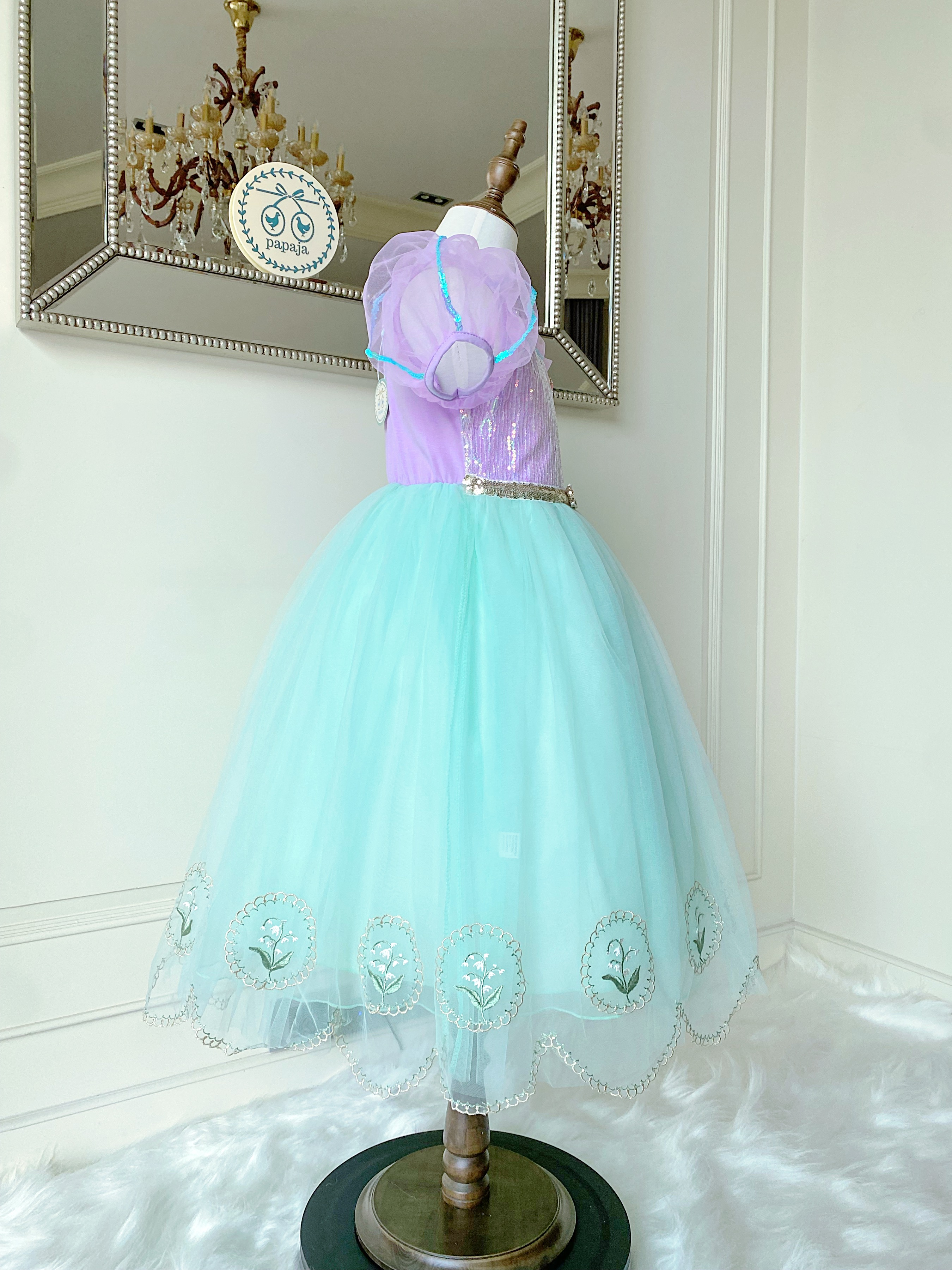 ชุดเจ้าหญิงแอเรียล รุ่นกระโปรงสั้น แขนตุ๊กตา สวยหวานละมุน ใส่ออกงานได้เลย