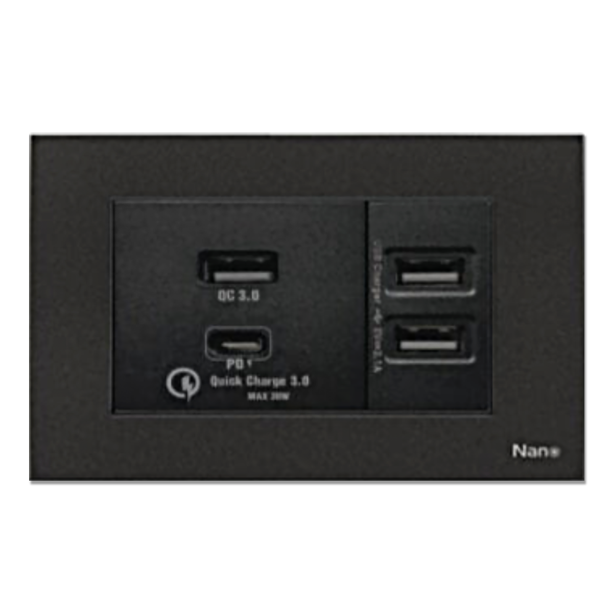 NANO ชุดเต้ารับ USB 2.1A 5V+เต้ารับ USB ชาร์จเร็ว 3.0 USB Type A+Type C Urban series สีดำ รุ่น CP-3A1C-B