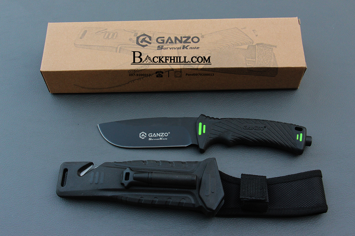 มีด Ganzo รุ่น G-8012BK (สีดำ) Hunting Survival Knife.