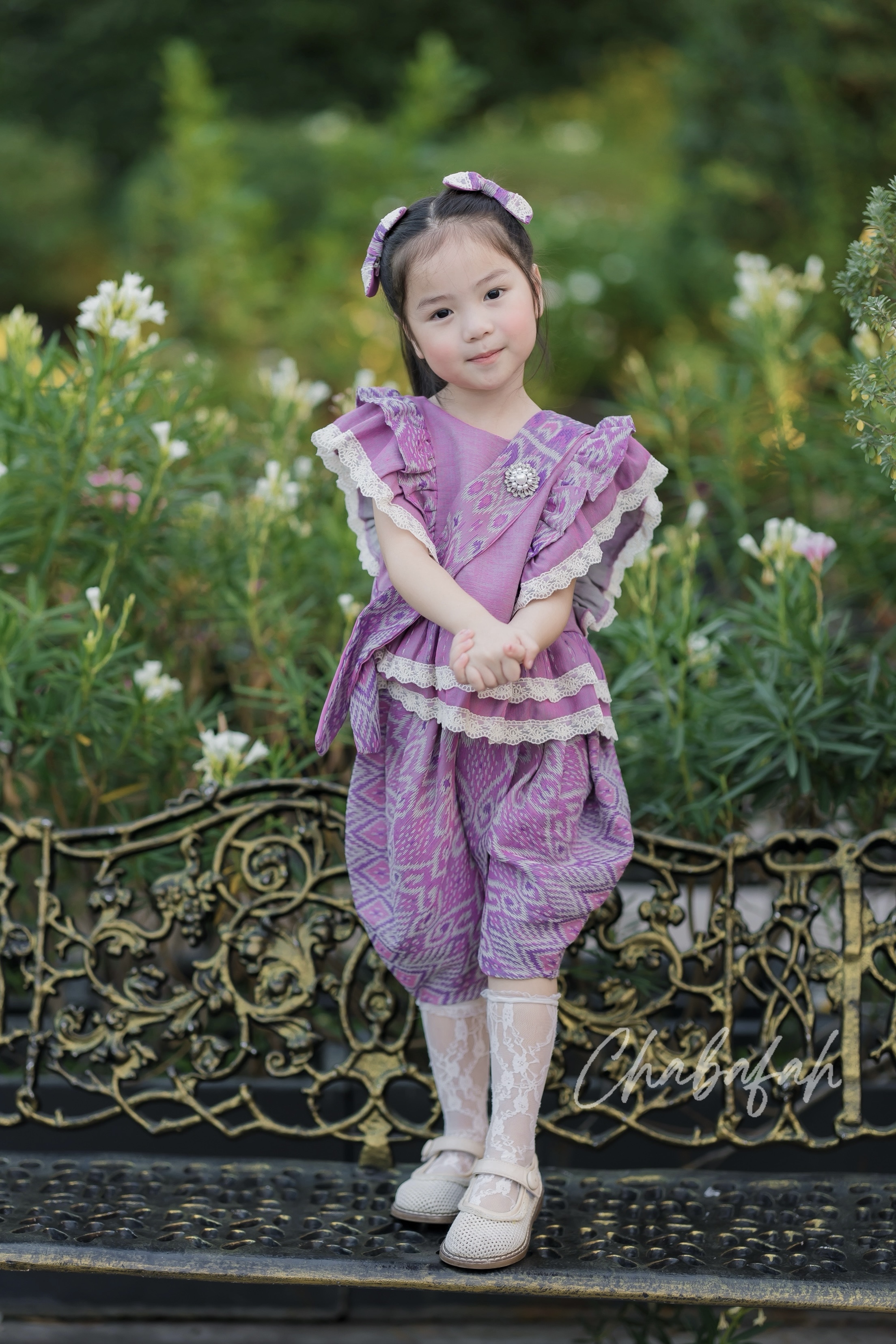 (เซต 4 ชิ้น) ชุดไทยแบรนด์ Chabafah รุ่น ศิรินภา สีชมพูกลีบบัว