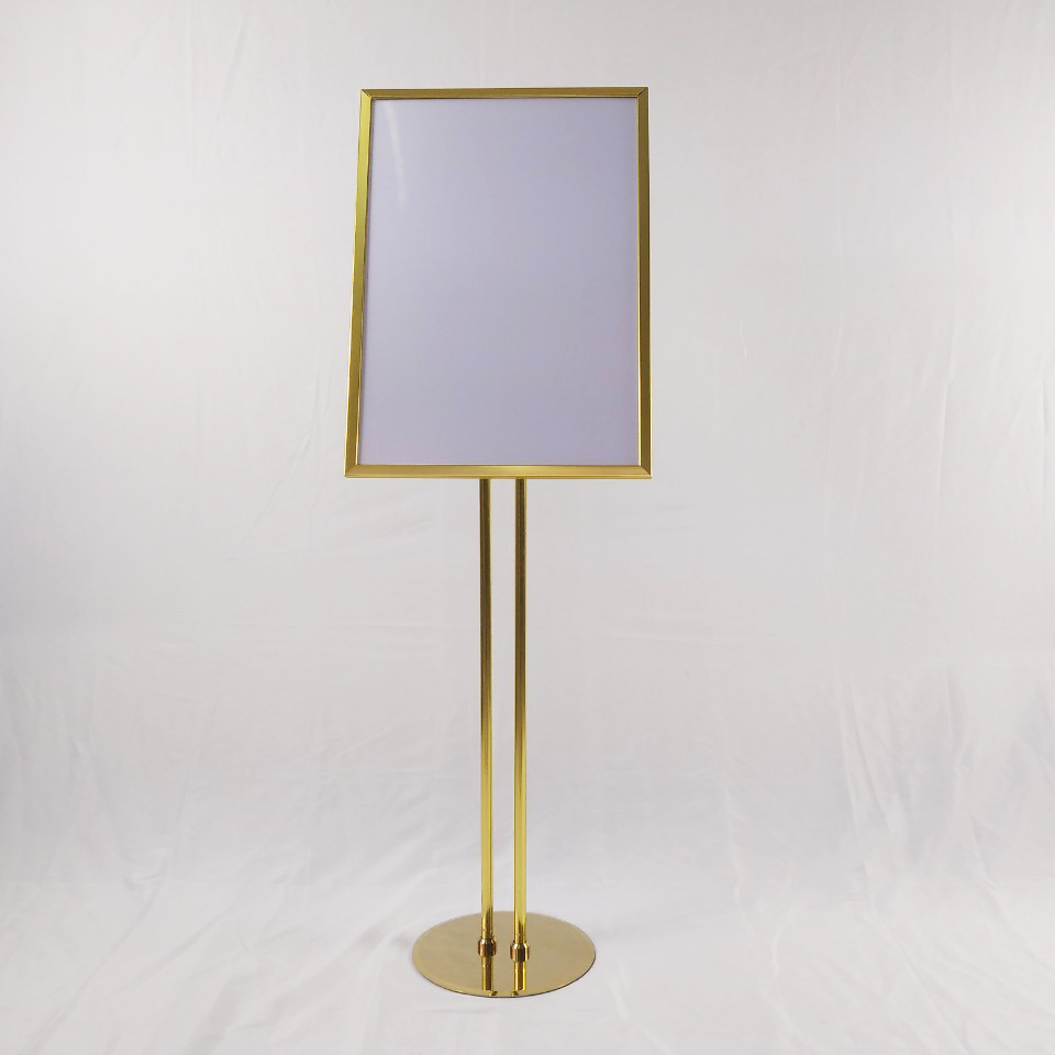 โปสเตอร์สแตนด์ ขนาดA3 ฐานกลม เสาคู่ โชว์งานพิมพ์ 1 ด้าน ปรับเอียง 360 องศา ปรับแนวตั้ง-แนวนอน และปรับสูง-ต่ำได้