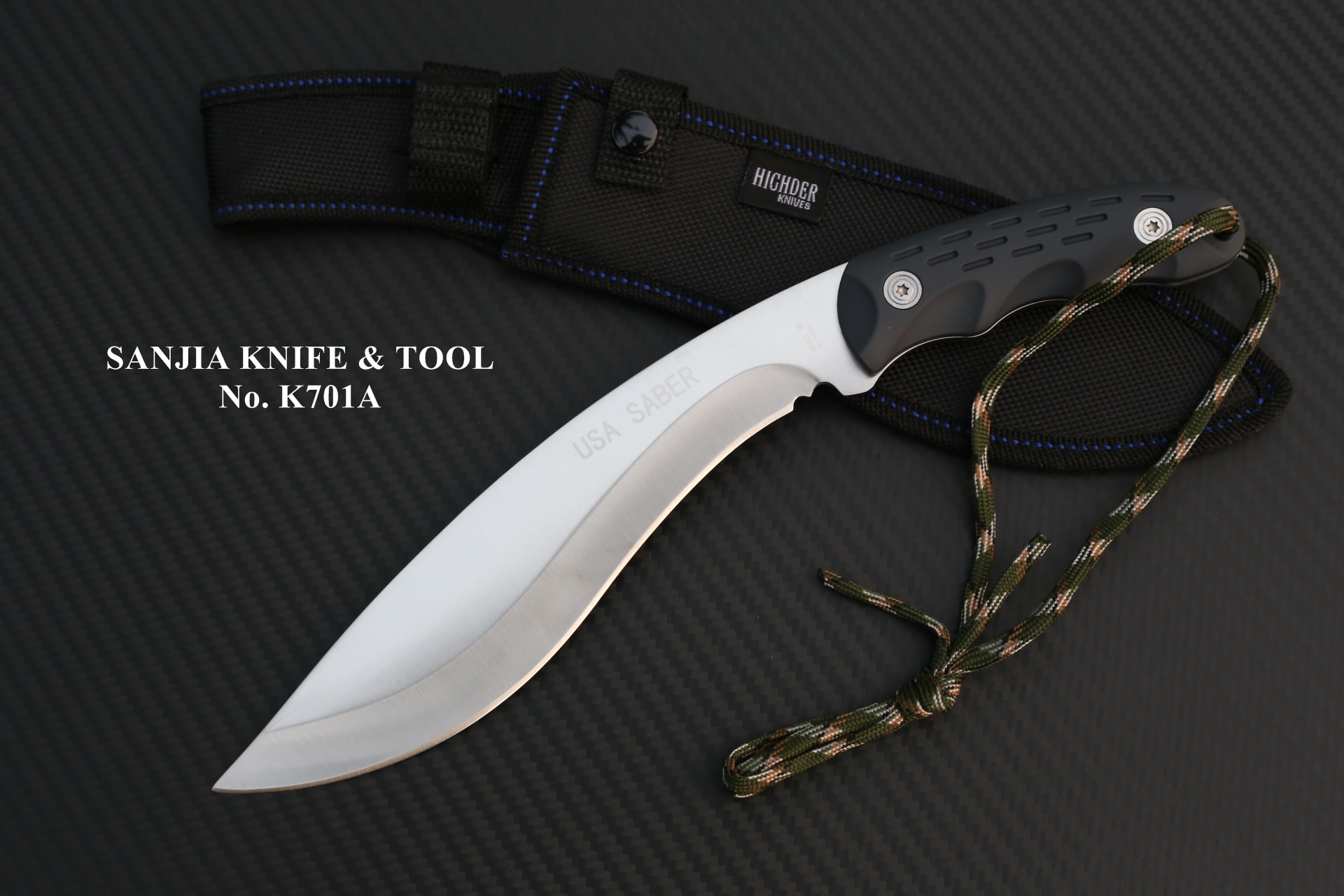 มีดเดินป่าทรงกรูข่า SANJIA KNIFE รุ่น K701A พร้อมซองไนลอน สายพาราคอร์ด