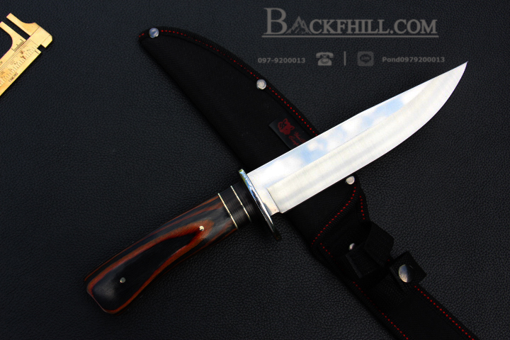 มีดใบตาย COLUMBIA รุ่น G33 ใบมีดทรงโบวี่ ด้ามจับลายไม้คลาสสิค ไม้เนื้อแข็งอย่างดี พร้อมซองไนลอน