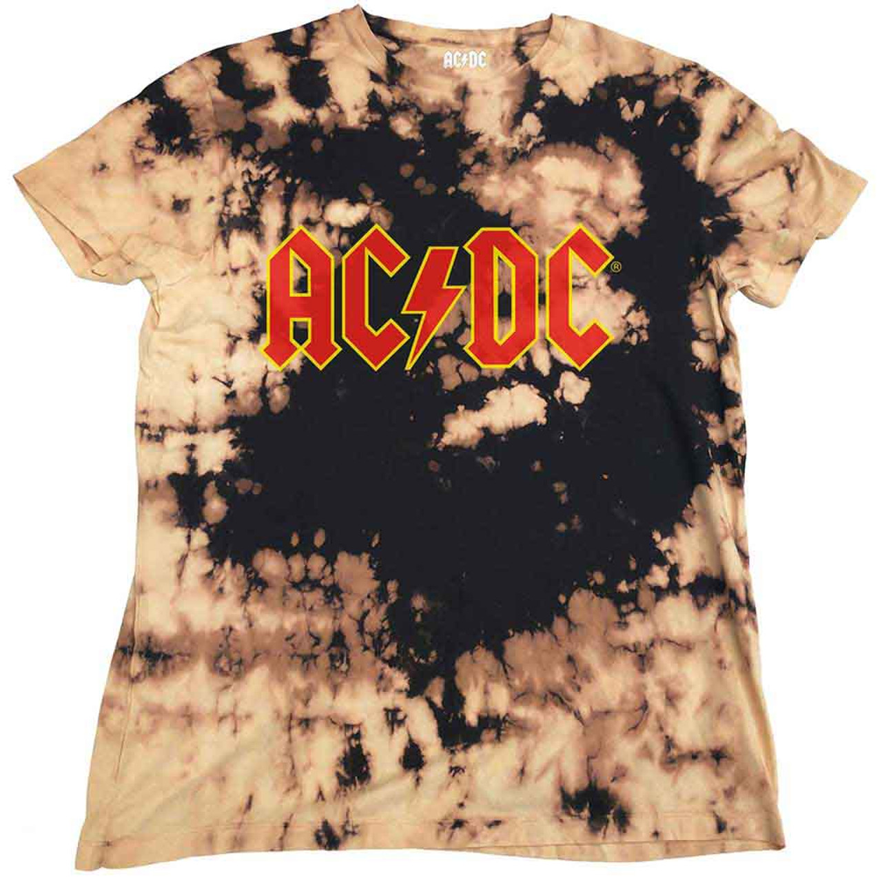 AC/DC Unisex T-Shirt: Logo (Wash Collection) TAN AND BLACK