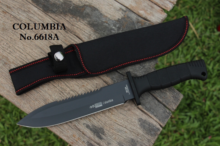 มีดใบตาย COLUMBIA รุ่น 6618A ใบมีดรมดำ พร้อมซองไนลอน