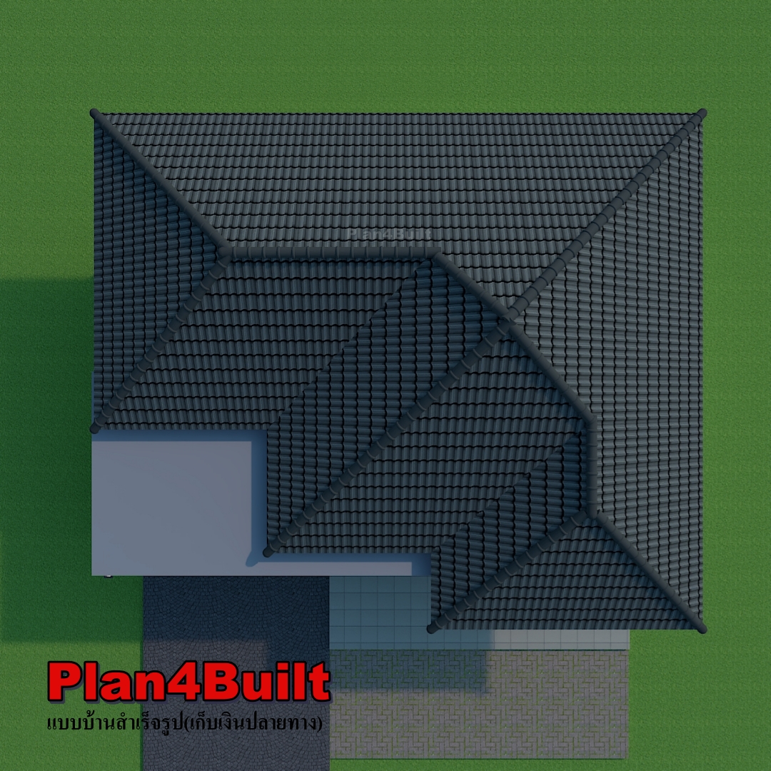 แบบบ้านชั้นเดียวทรงปั้นหยา มุงกระเบื้องซีแพคโมเนีย