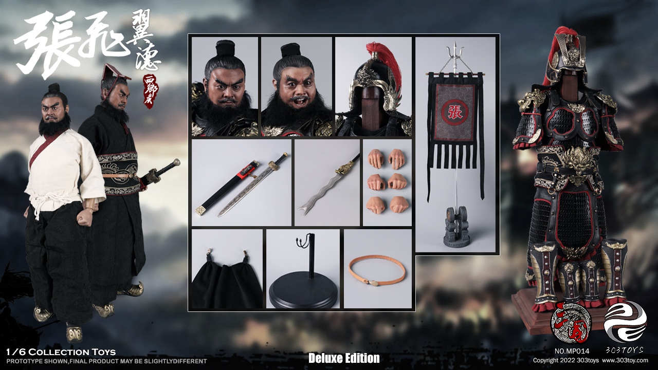 303TOYS MP014 + MP015 1/6 THREE KINGDOMS SERIES - ZHANG FEI YIDE (EXCLUSIVE COPPER VERSION) + (THE STEED OF ZHANG FEI)