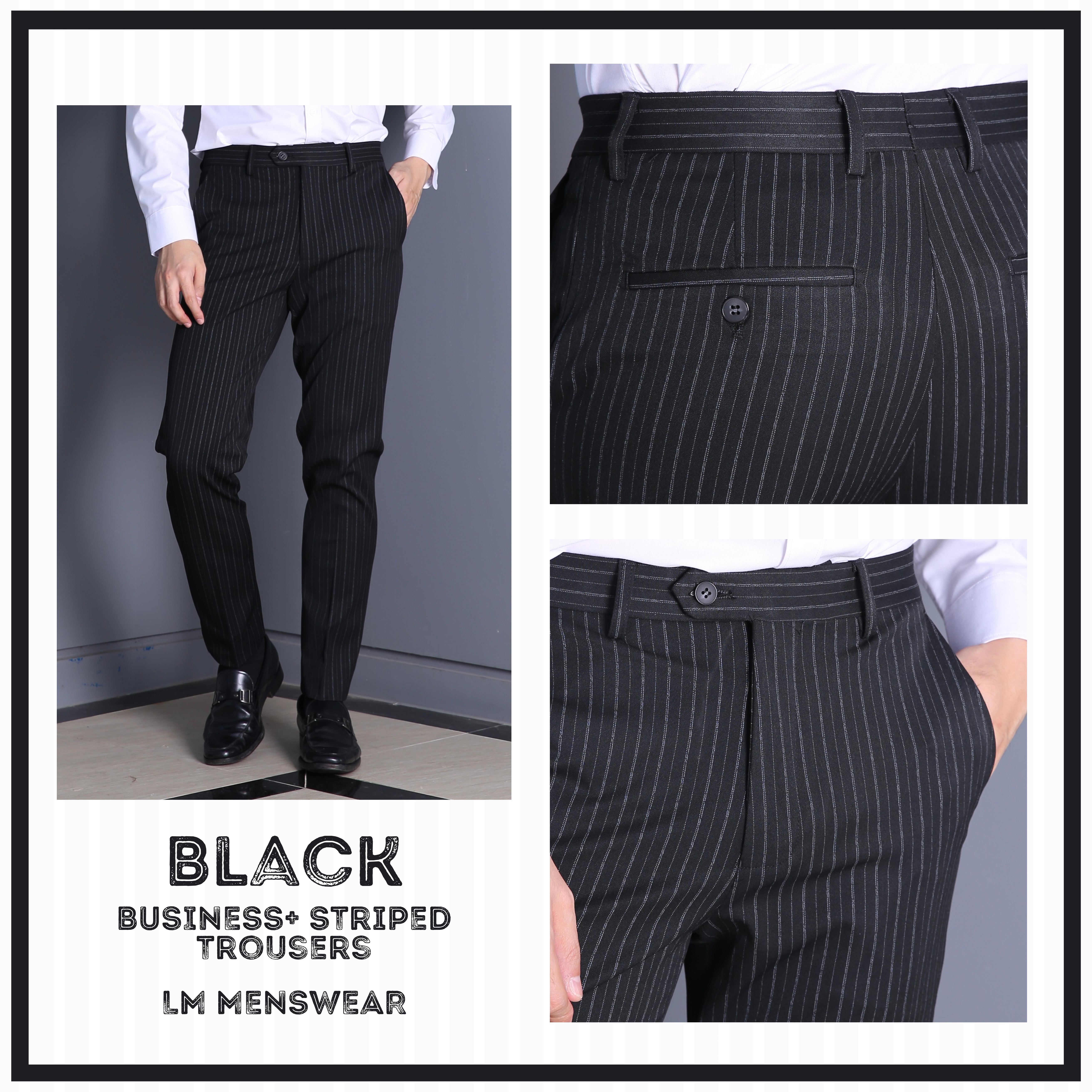 Business Striped Trousers กางเกงสแลคลายทาง ทรงกระบอกเล็ก
