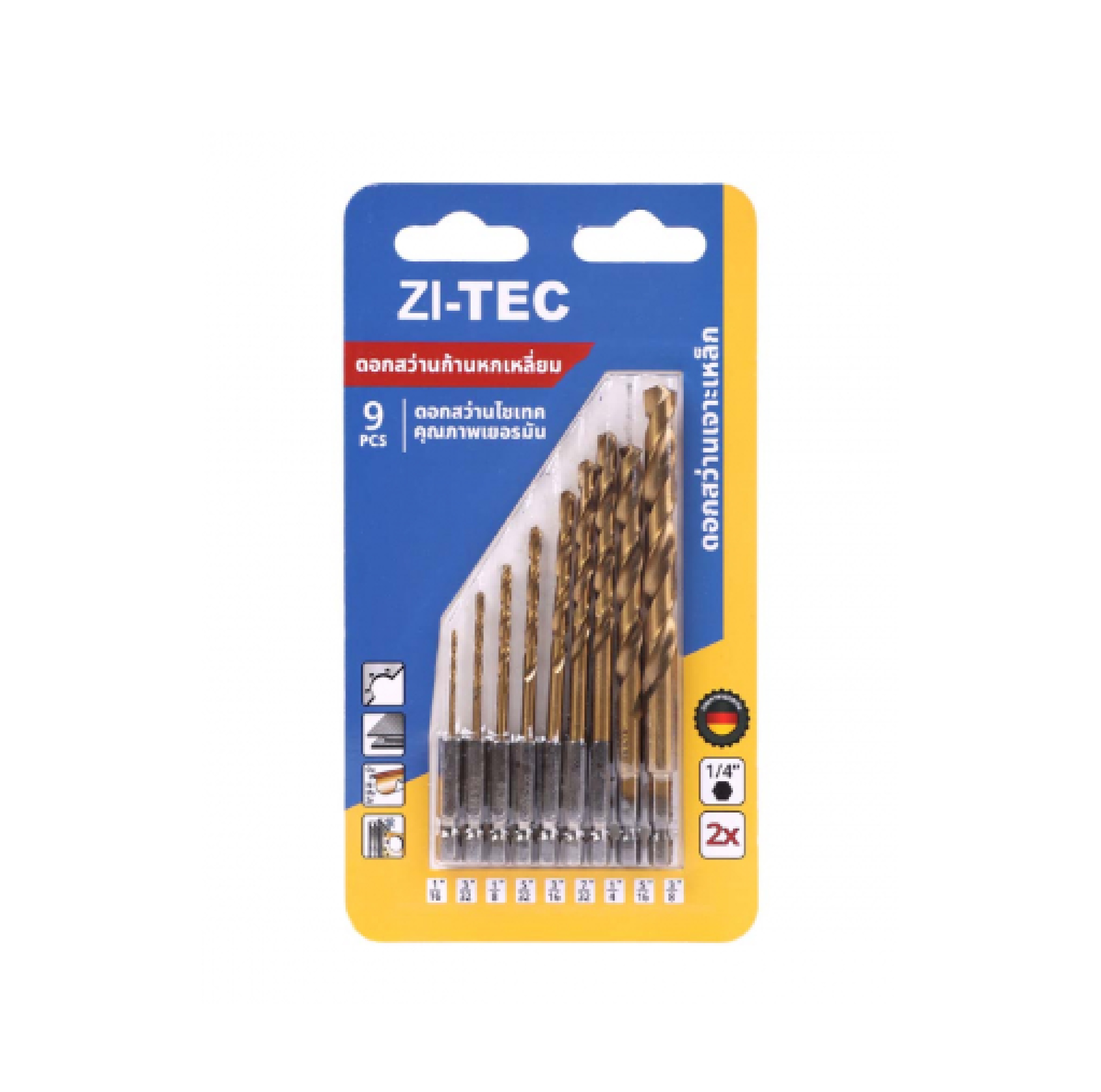 ZI-TEC ชุดดอกสว่านเจาะเหล็ก ทอง (9 ชิ้น)