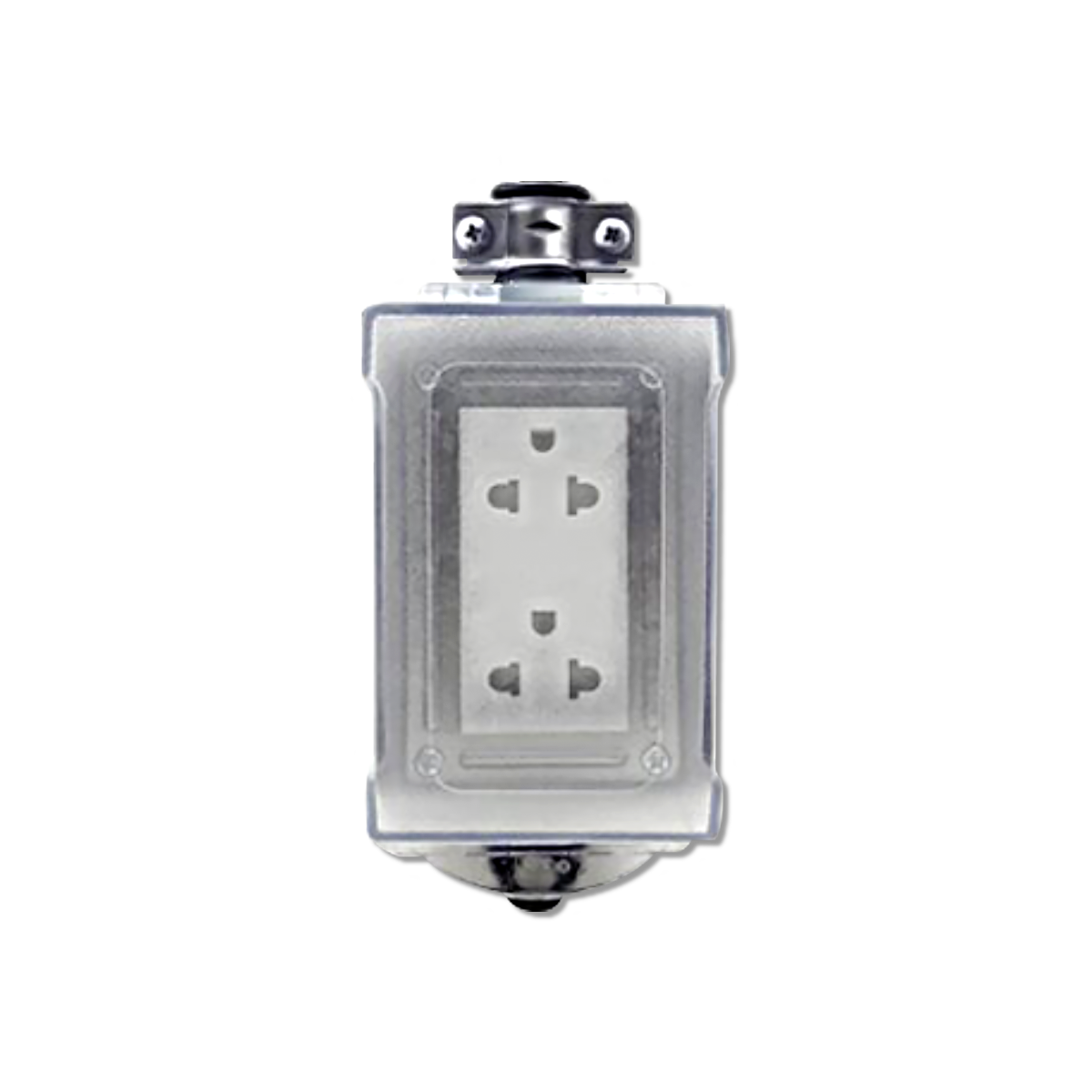 NANO บล็อคยางพร้อมเต้ารับ 2 ช่อง (ไม่มีสายไฟ) + ฝา PC กันน้ำ รุ่น RBNS2-NM-CC (1 ชิ้น/กล่อง)