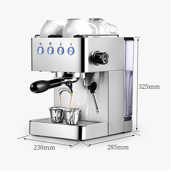 Coffee machine home Italian full semi-automatic small pump pressure steam milk foam 1450W.