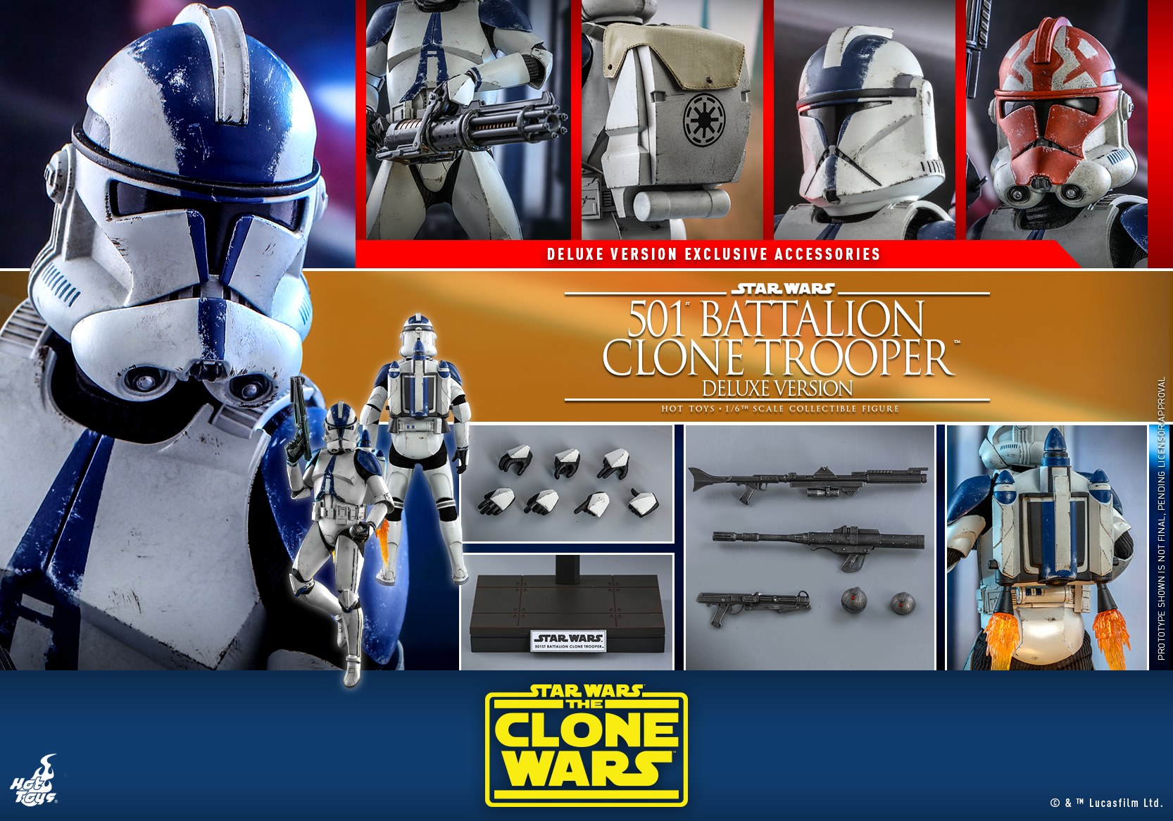 Hot Toys TMS023 1/6 Star Wars: The Clone Wars™ - 501st Battalion Clone Trooper™ (Deluxe Version)