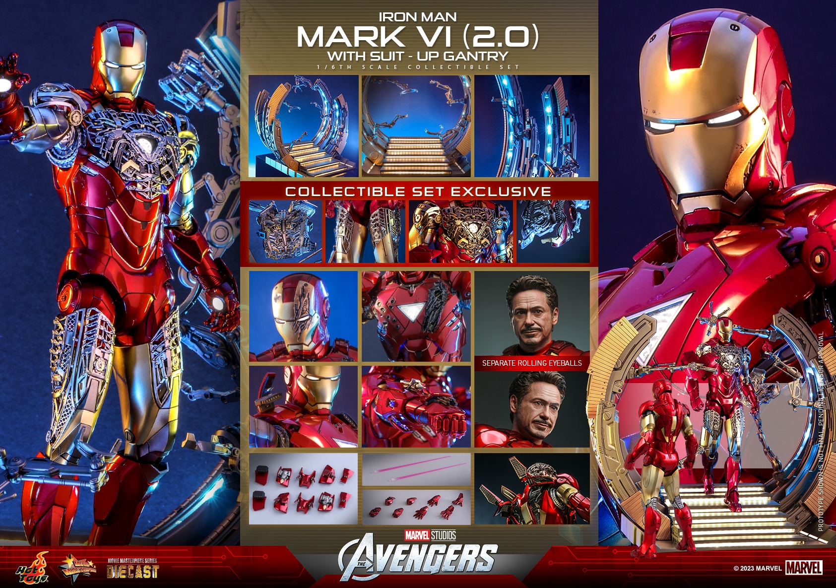 Hot Toys MMS688D53 1/6 The Avengers - Iron Man Mark VI (2.0) with Suit-Up Gantry