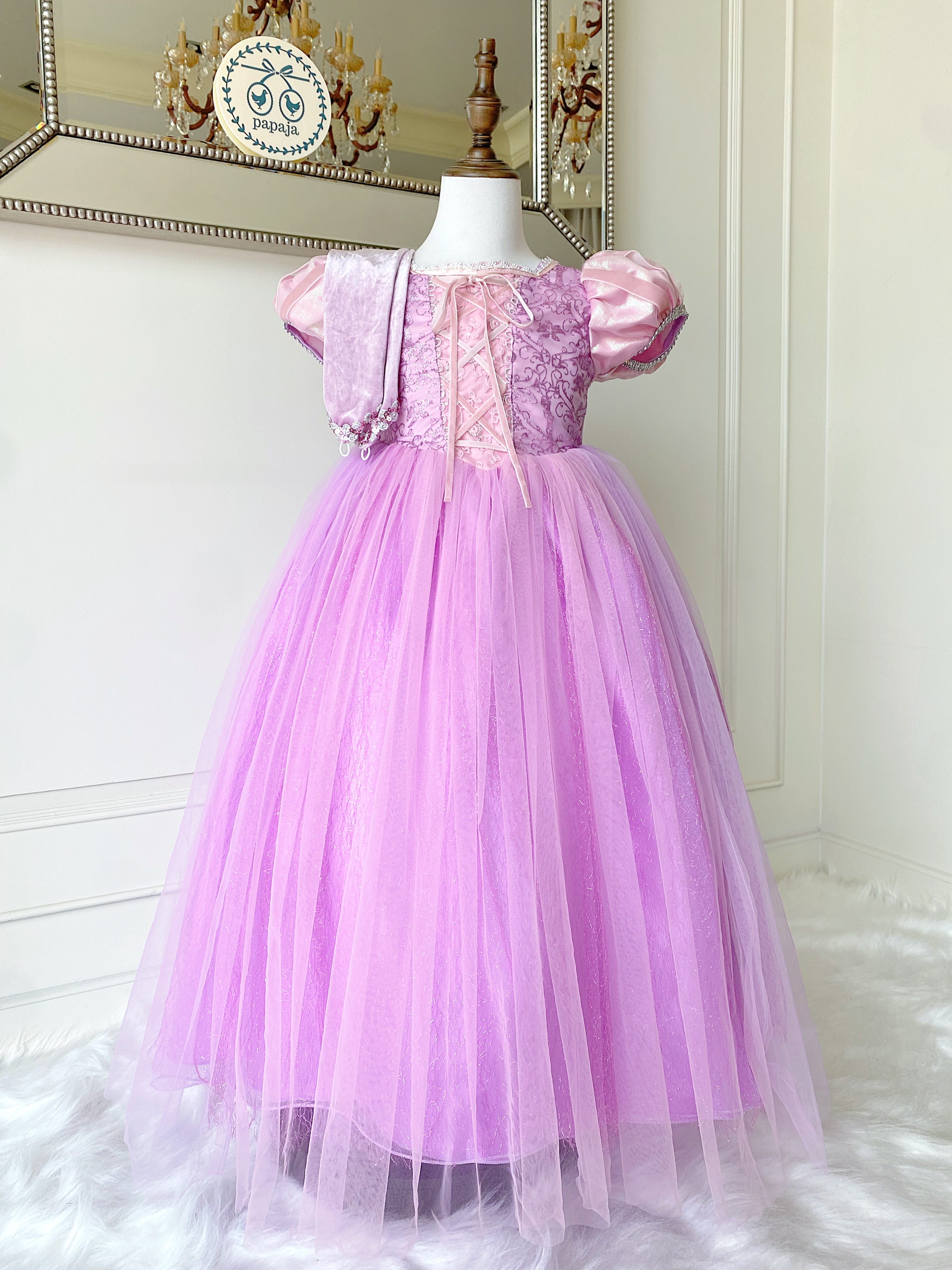 ชุดเจ้าหญิงราพันเซล รุ่นคลาสสิคยอดนิยม พร้อมปลอกแขนสวยหรู