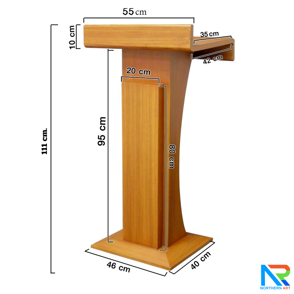 โพเดียมไม้ สีสัก ทรงโมเดิร์น TOPตรง ขนาด (W)55 x (L)42 cm. สูง 111 cm.
