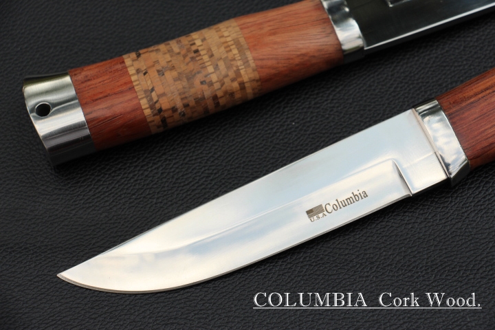 มีดใบตาย COLUMBIA CORK WOOD. ด้ามไม้ครอบสแตนเลสปัดเงา ด้ามไม้ก๊อก ขนาด 11 นิ้ว