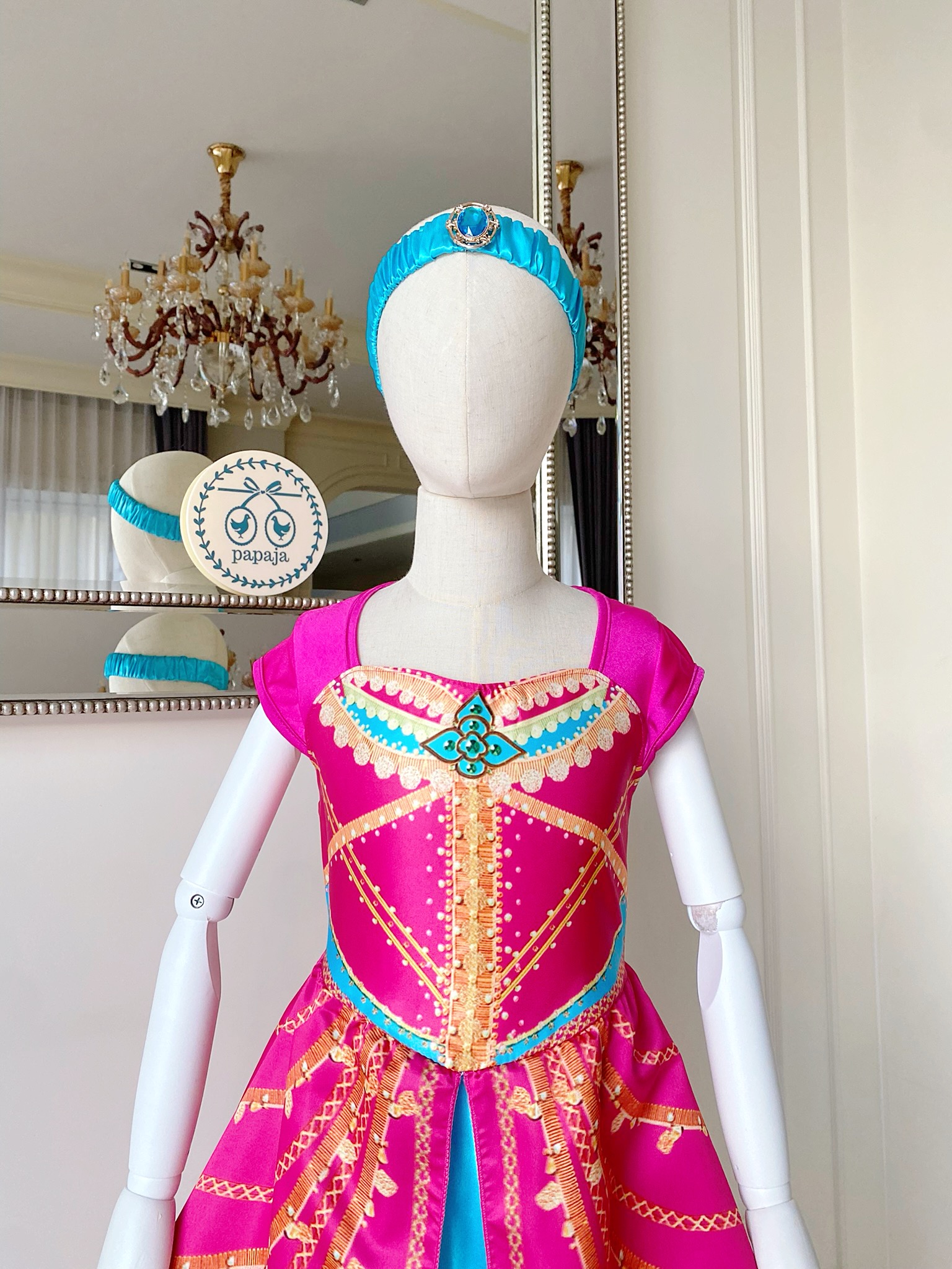 ชุดเจ้าหญิงจัสมิน (Jasmine) สีชมพูบานเย็น พร้อมผ้าคาดผม