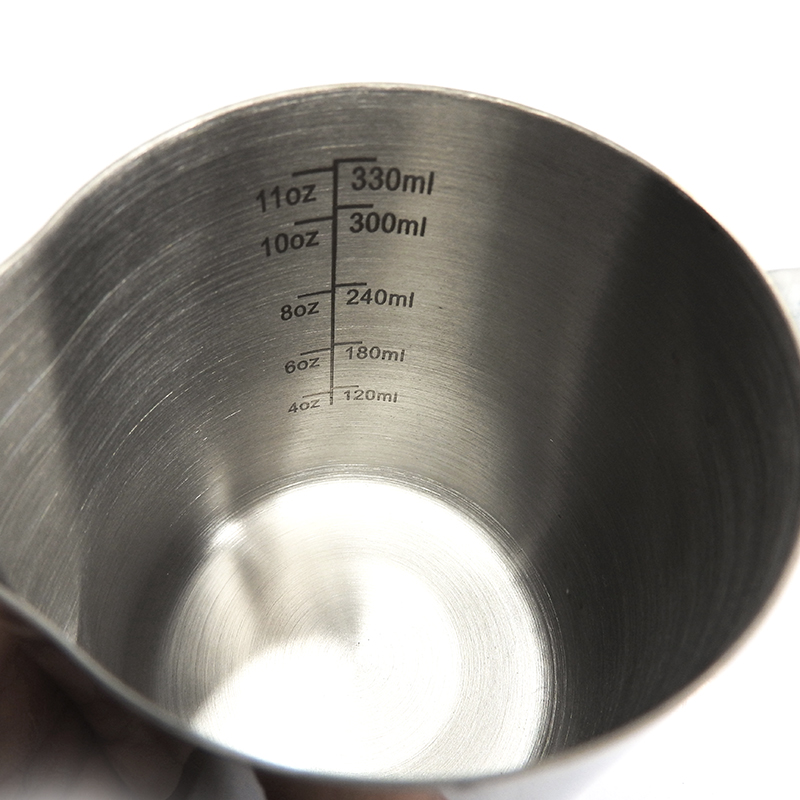 เหยือกเทฟองนมสแตนเลส ไอมิกซ์ มีสเกลด้านใน ขนาด 350 ซีซี (แบบหนา)