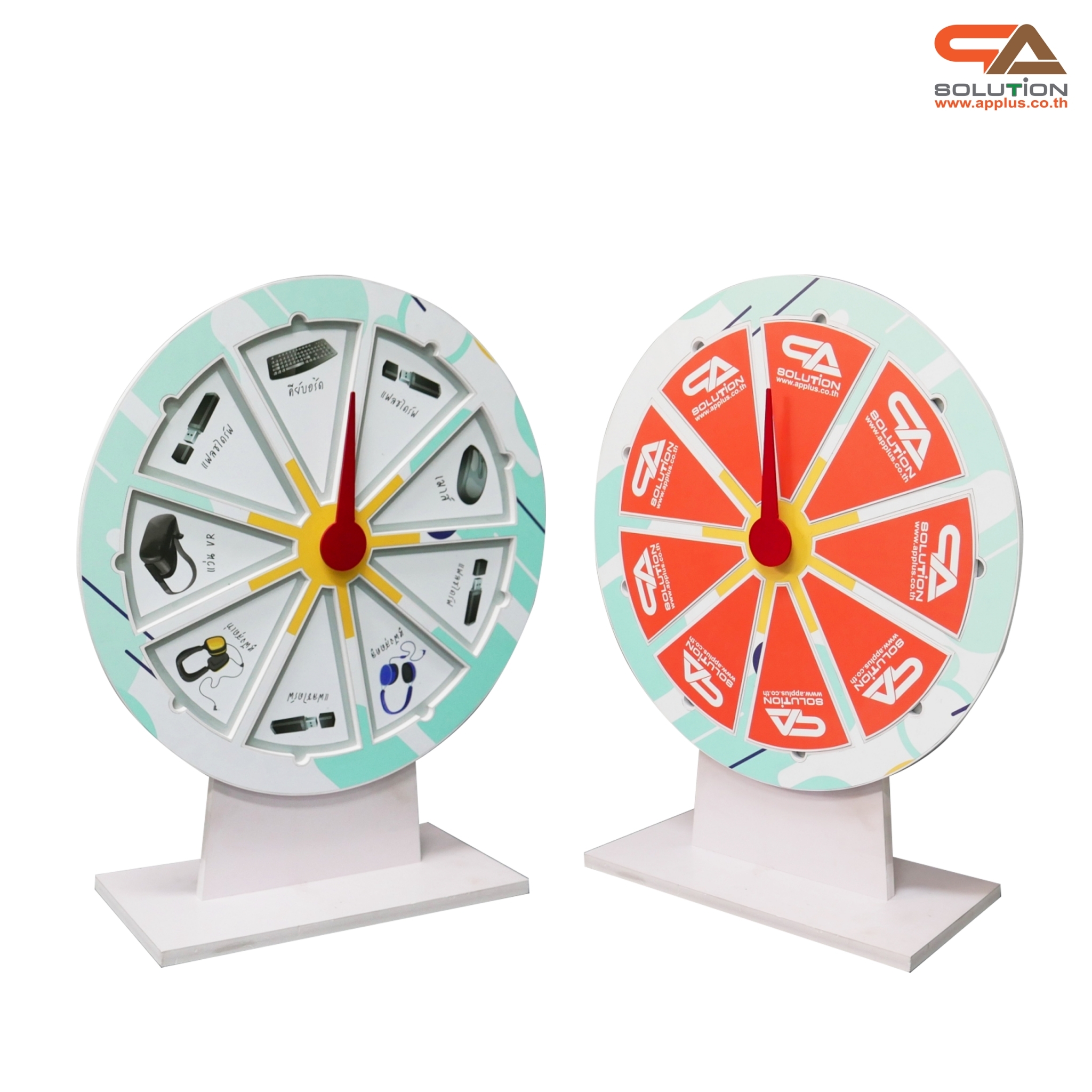 เกมส์วงล้อแม่เหล็กตั้งโต๊ะ ขนาดวงล้อ 50 ซม. สูง 61 ซม. วัสดุพลาสวูดสีขาว หนา 8-15 มม. ถอดประกอบได้