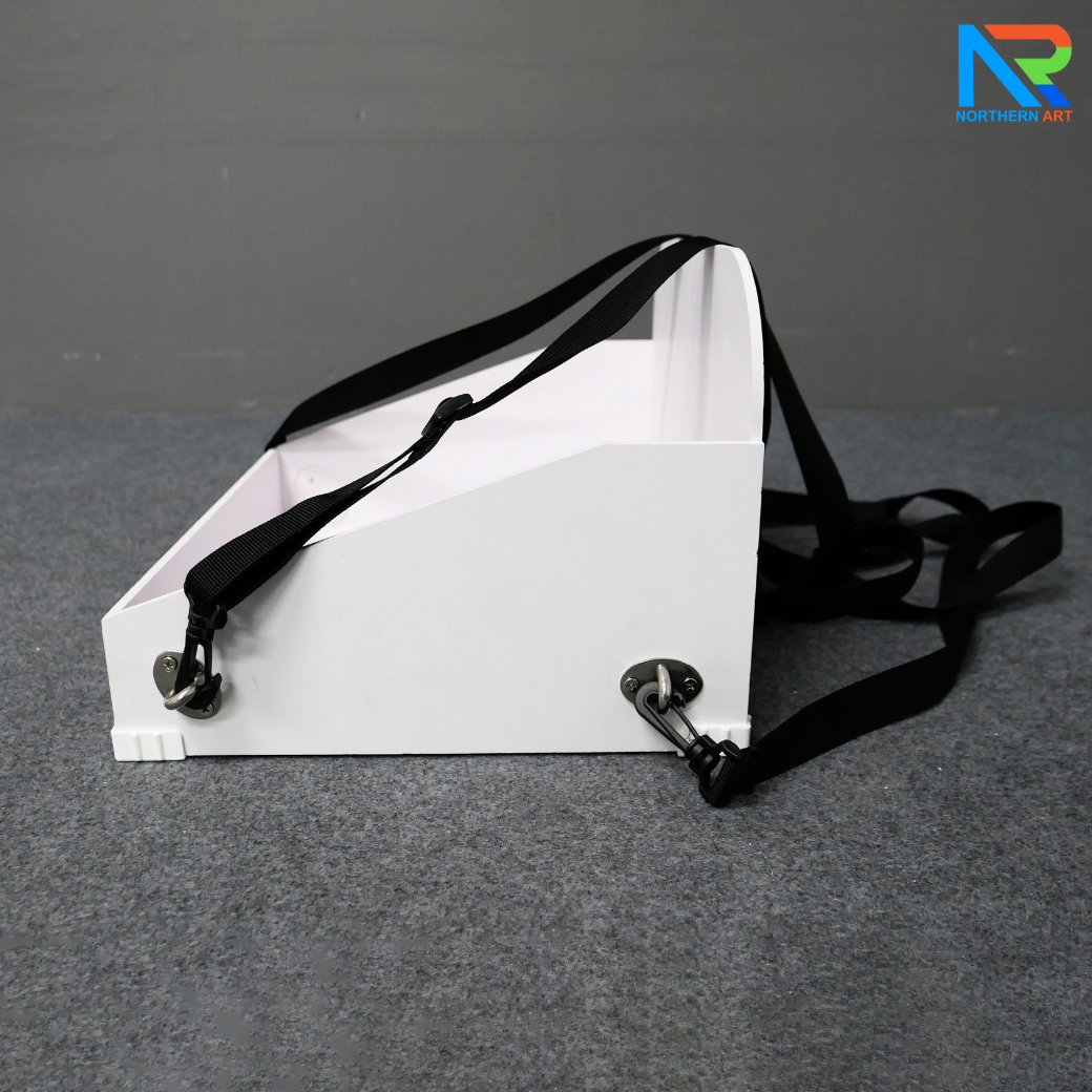 SAMPLING MOBILE TRAY ถาดแจกเคลื่อนที่ ขนาด (W)35 x (D)25 x (H)20 cm. วัสดุโครงพลาสวูดพร้อมสายคล้อง