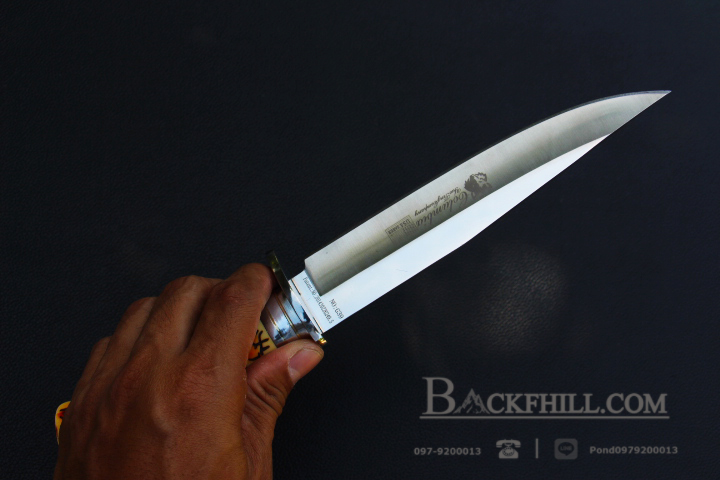 มีดใบตาย COLUMBIA รุ่น G39 ใบมีดสีเงินเรียวยาว ด้ามจับ ลายแกะลายเขากวางจำลอง อย่างดี พร้อมซองไนลอน