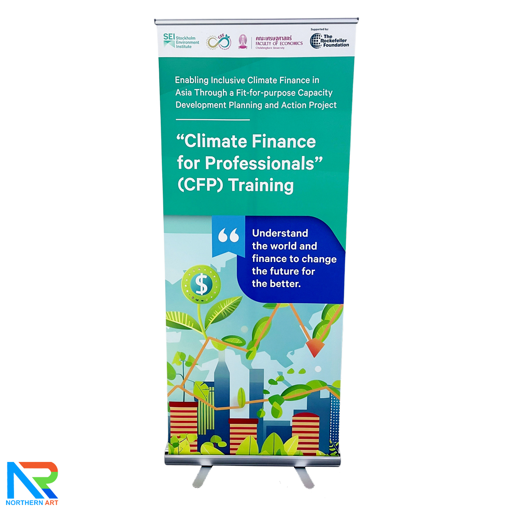 ROLL UP GRADE A โรลอัพ ขนาด 85x200 ซม.โครงสร้างอะลูมิเนียมอย่างดี แข็งแรง ทนทาน ม้วนเก็บได้ พกพาสะดวก