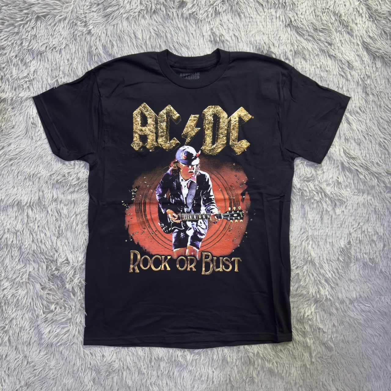 #พร้อมส่ง เสื้อวงดนตรี AC-DC T-SHIRT ลาย ROCK OR BUST(2025) (มีสกรีนหลัง) ลิขสิทธิ์ของแท้ USA BLACK