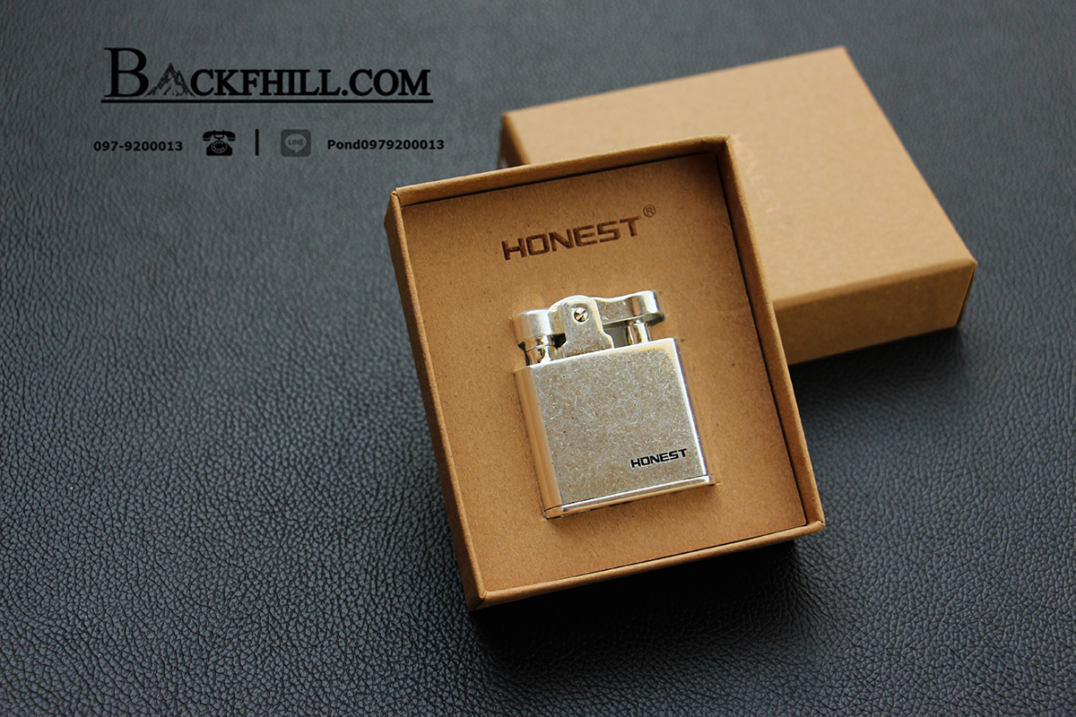 ไฟแชคทองเหลืองแท้ Honest Promise Luxury Lighter สีเงิน คลาสสิค ของแท้100%
