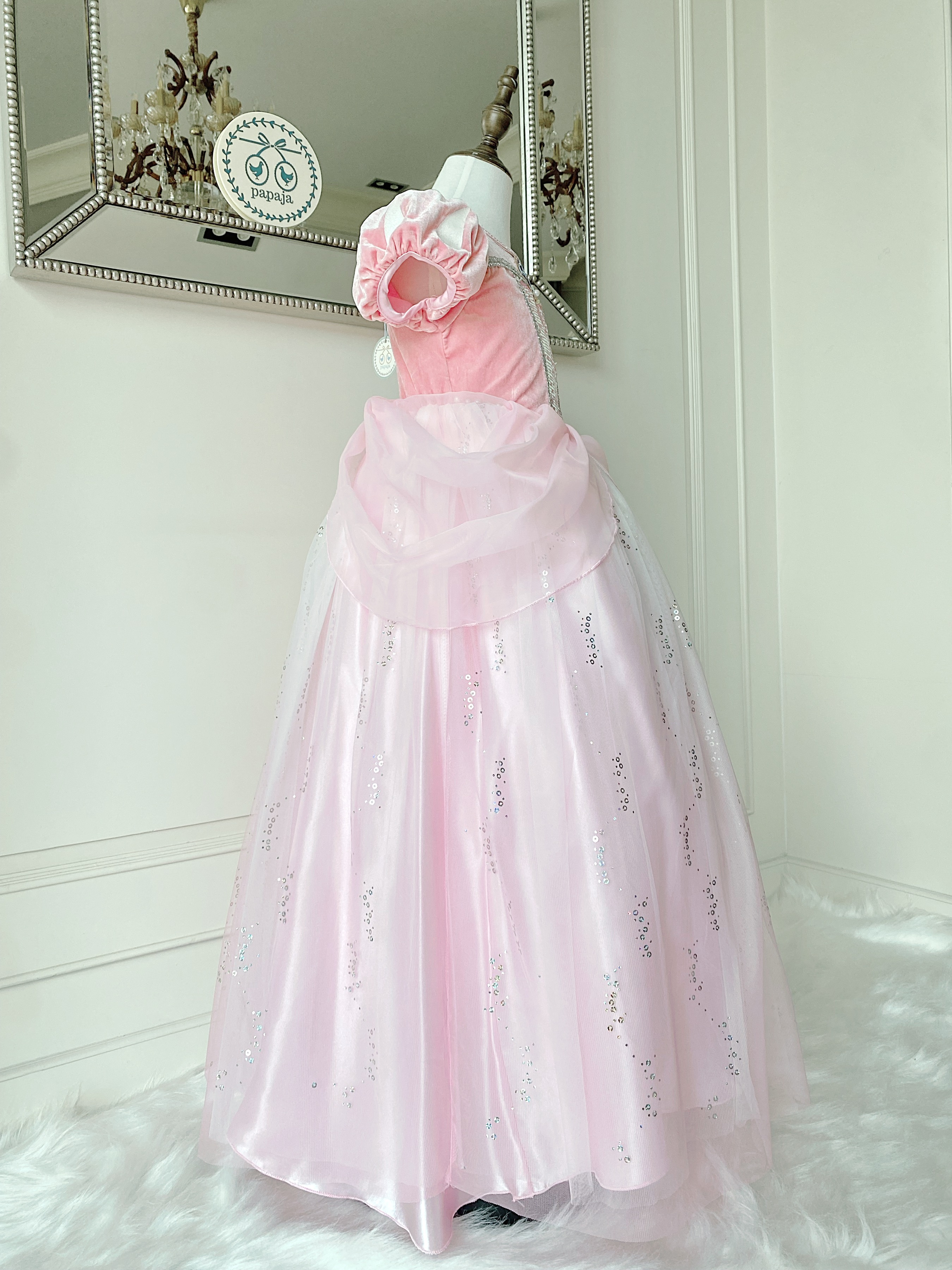 ชุดเจ้าหญิงแอเรียลสีชมพู รุ่นกระโปรงบาน (ไม่รวมปลอกแขน)