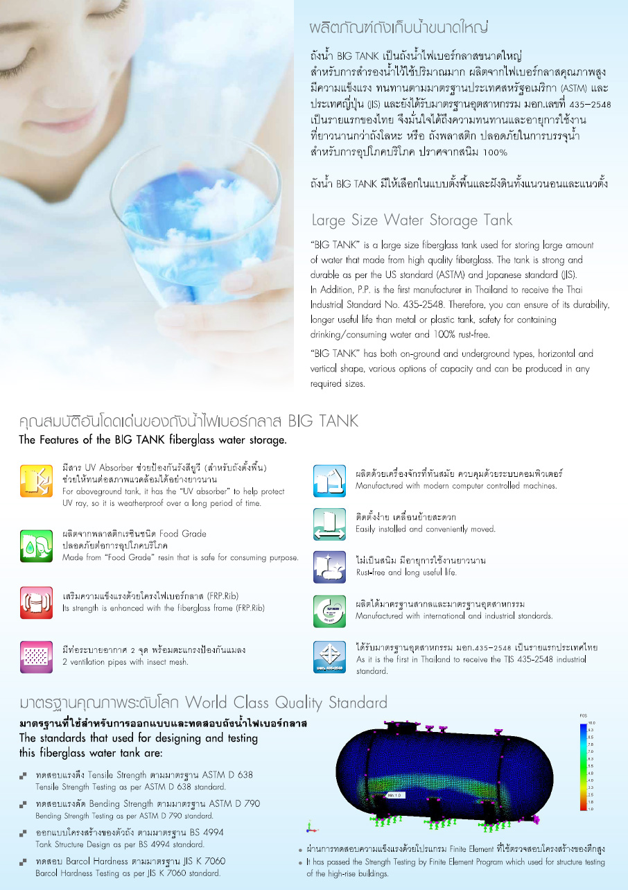 ถังเก็บน้ำฝังดินขนาดใหญ่ Fiberglass PP รุ่น Big Tank แนวนอน