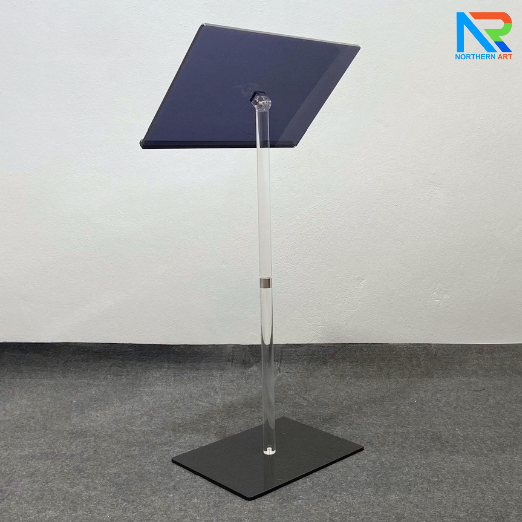 CLEARANCE SALE! เมนูสแตนด์ อะคริลิคสีดำใส TOP ปรับเอนได้ ขนาด (W)60 x (D)40 x (H)120 cm. อะคริลิคหนา 10 มม. ถอดประกอบได้