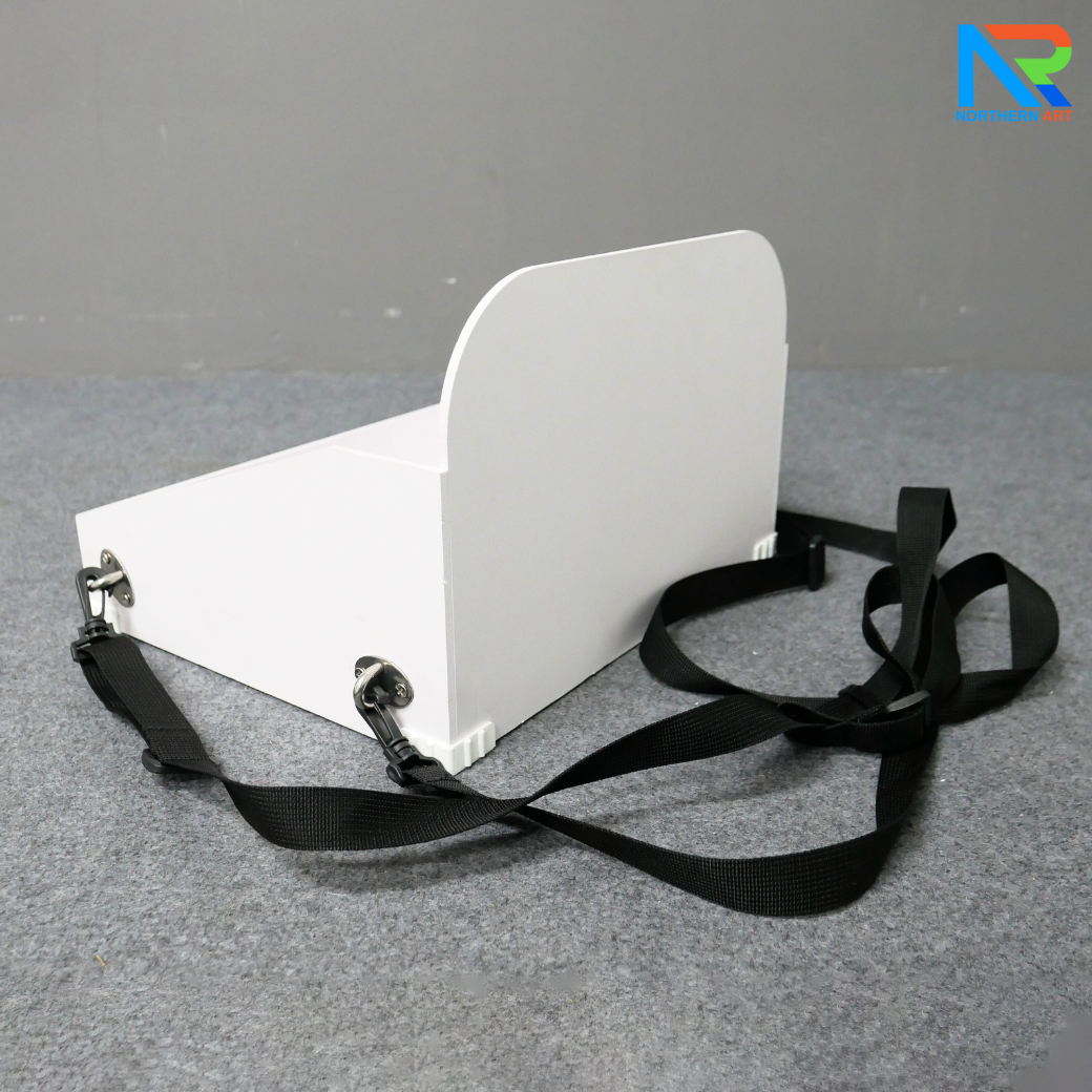 SAMPLING MOBILE TRAY ถาดแจกเคลื่อนที่ ขนาด (W)35 x (D)25 x (H)20 cm. วัสดุโครงพลาสวูดพร้อมสายคล้อง