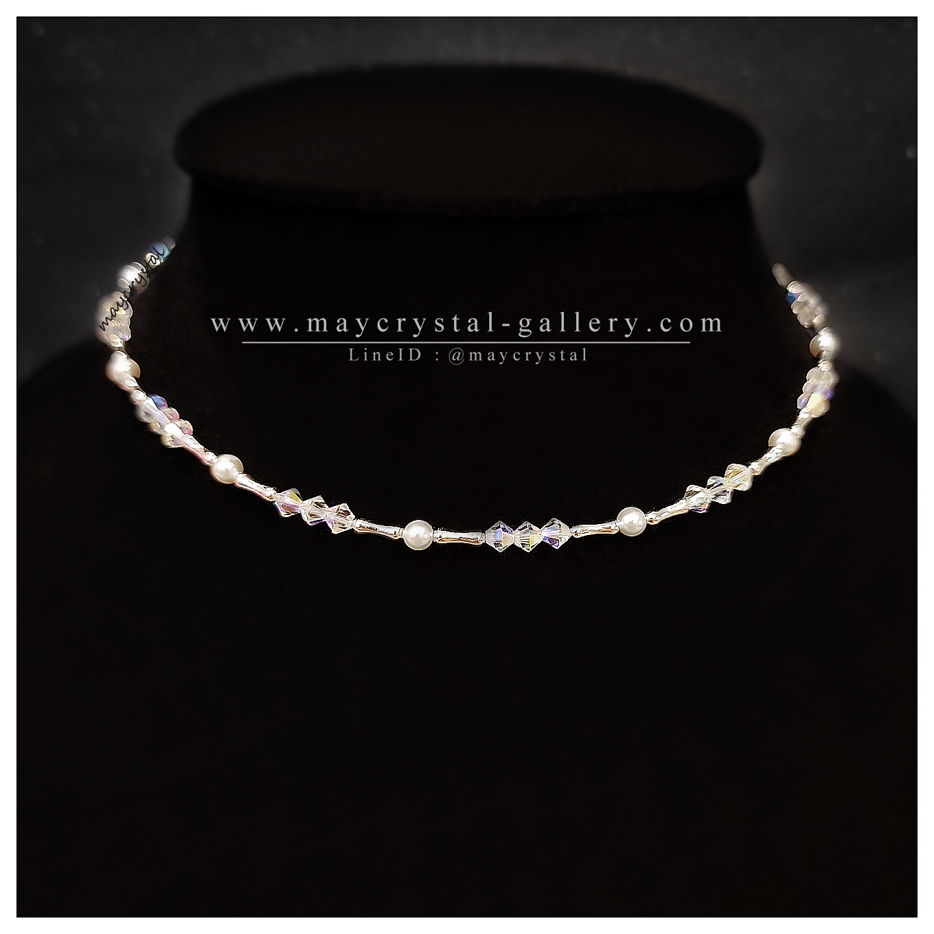 สร้อยคอ มุกและคริสตัลจากยุโรป (Embellished with Crystals from Austria) จัดส่งพร้อมแพคเกจและ tag สินค้า